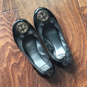 Tory Burch black patent ballerina flat